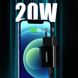 Fast Charger EU UGREEN, USB-C 20W, PD 3.0 (black)