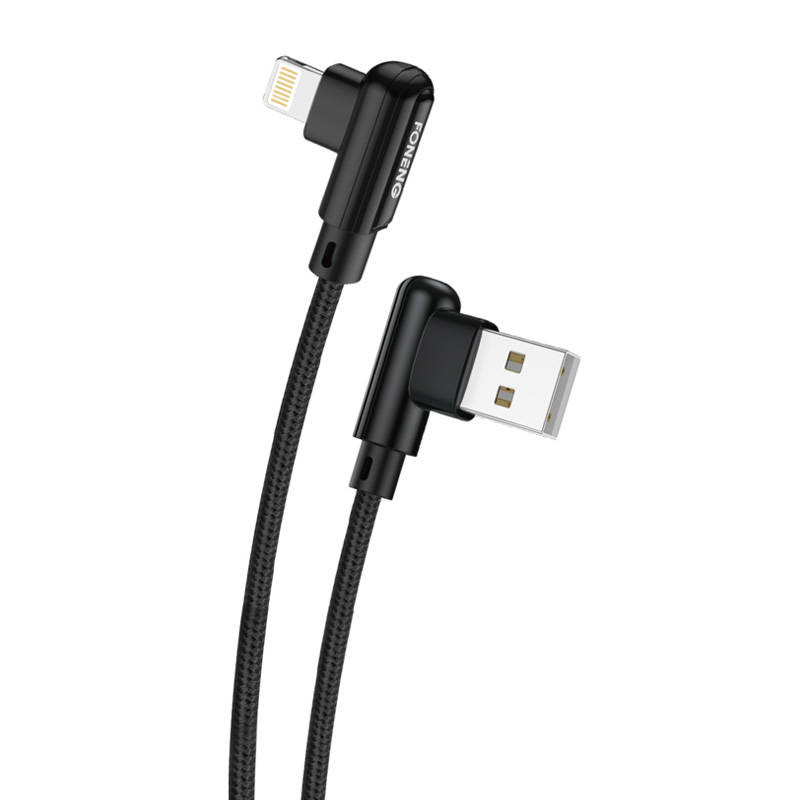 Angled USB cable for Lightning Foneng X70, 3A, 1m (black) Angled USB cable for Lightning Foneng X70, 3A, 1m (black)