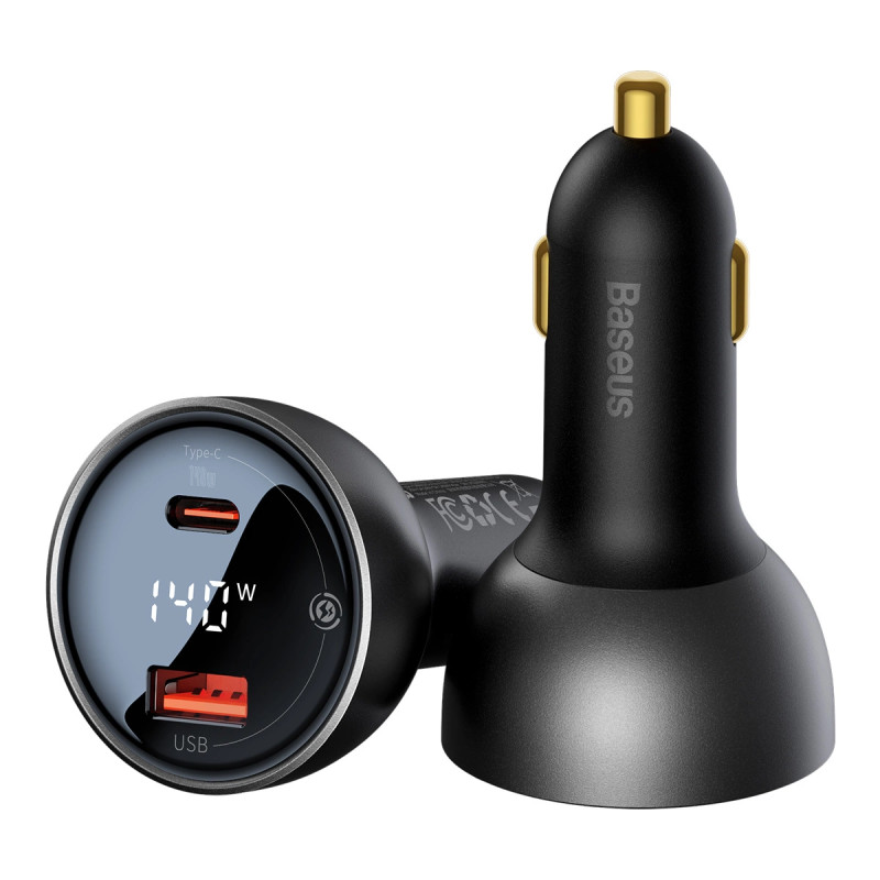 Car charger Baseus Superme, USB, USB-C, 140W (black) Car charger Baseus Superme, USB, USB-C, 140W (black)