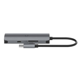 Hub 6w1 USB-C do 3x USB, USB-C, SD Card, Micro SD Card Cygnett SlimMate 100W (grey)