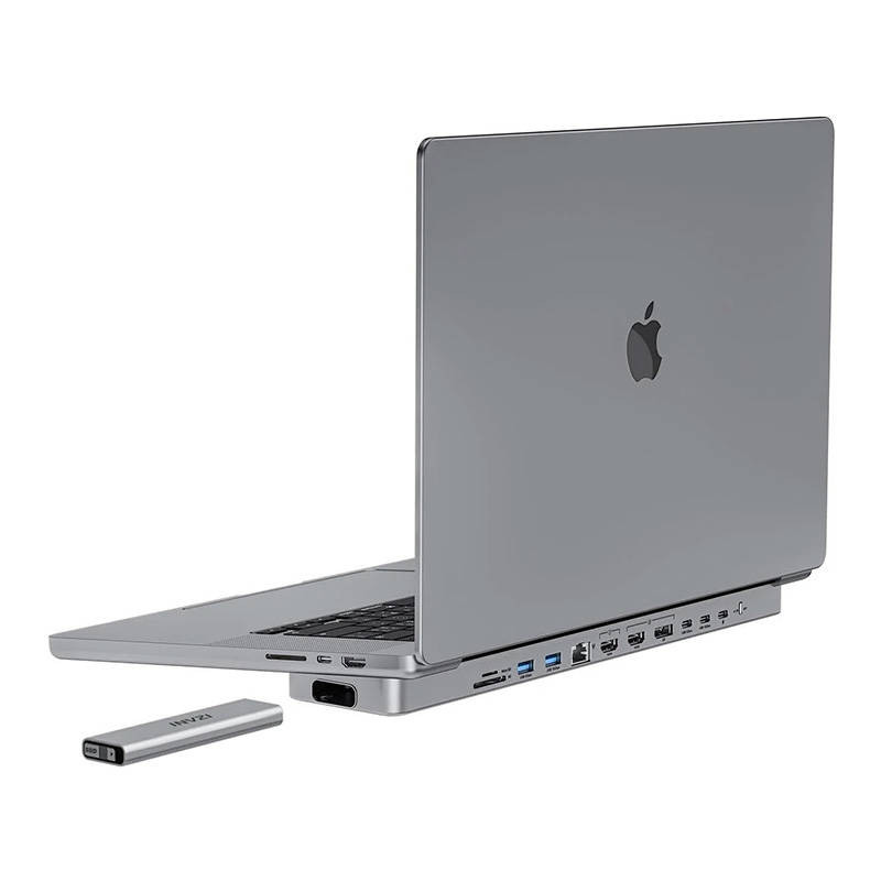 USB-C docking station / Hub for MacBook Pro 13" / 14" INVZI MagHub 12in2 with SSD tray (gray) USB-C docking station / Hub for MacBook Pro 13" / 14" INVZI MagHub 12in2 with SSD tray (gray)