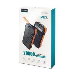 Choetech B567 Solar power bank with inductive charging 3x USB  20000mAh 20W / QC 18W / Qi 10W (black-orange)