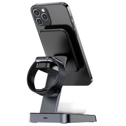 3-in-1 wireless charger Acefast E3 7.5W, MagSafe (black)