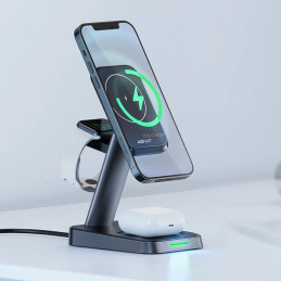 3-in-1 wireless charger Acefast E3 7.5W, MagSafe (black)