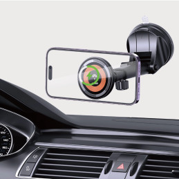 Magnetic car holder Dudao F12MAX+ with Qi induction charger, 15W (black)