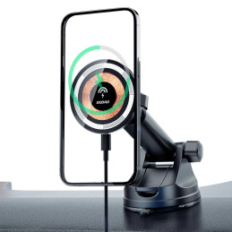 Magnetic car holder Dudao F12MAX+ with Qi induction charger, 15W (black)