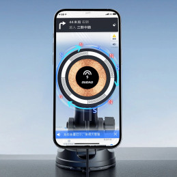 Magnetic car holder Dudao F12MAX+ with Qi induction charger, 15W (black)