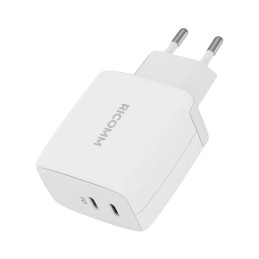 Wall Charger 65W GaN Ricomm RC652 EU, 2xUSB-C + 2.1m USB-C Cable