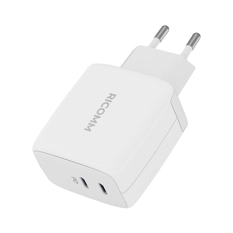 Wall Charger 65W GaN Ricomm RC652 EU, 2xUSB-C + 2.1m USB-C Cable