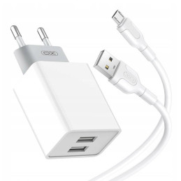 XO L65EU Hálózati kábel 2x USB, Micro USB (fehér)