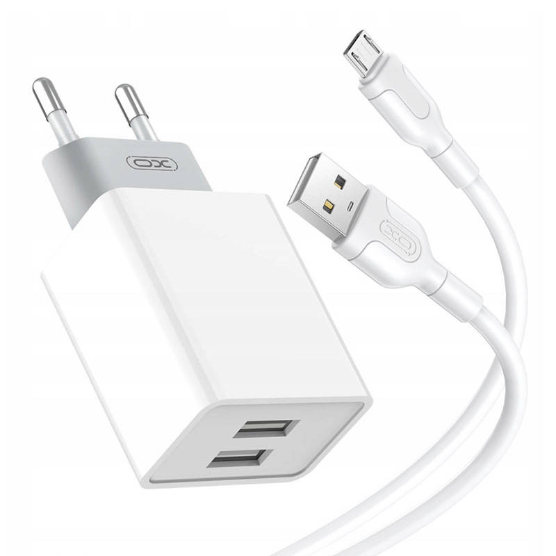 XO L65EU Hálózati kábel 2x USB, Micro USB (fehér)